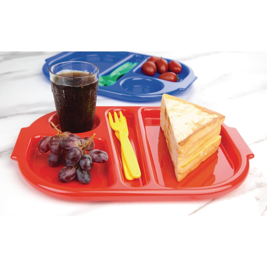 Olympia Kristallon Small Polypropylene Compartment Food Trays Red 321mm