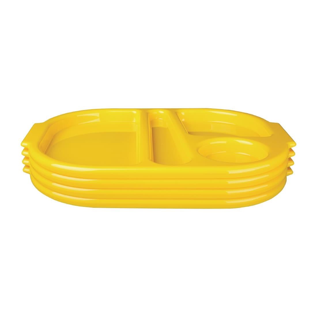 Olympia Kristallon Large Polypropylene Compartment Food Trays Yellow 374mm