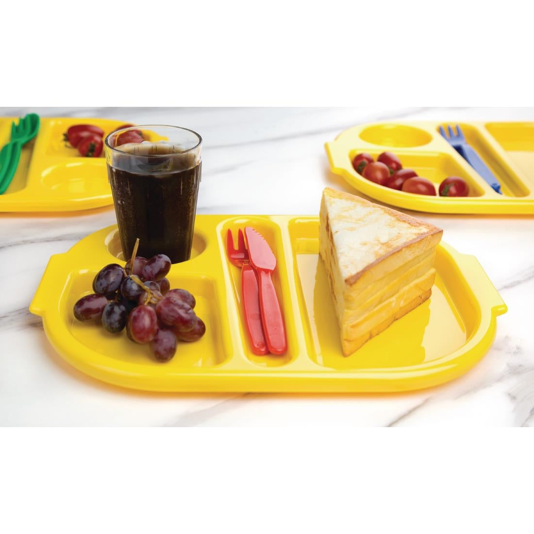 Olympia Kristallon Small Polypropylene Compartment Food Trays Yellow 321mm