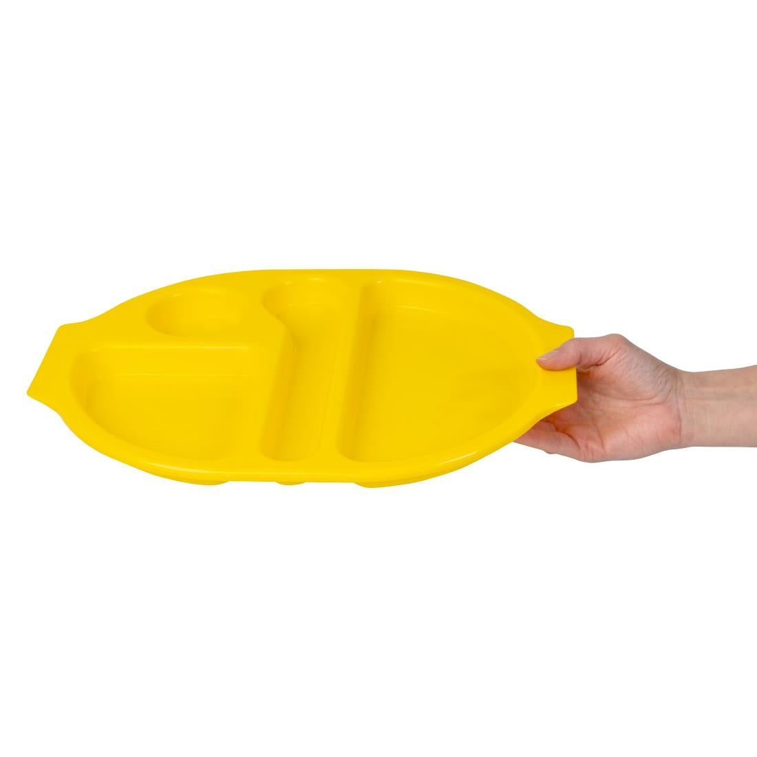 Olympia Kristallon PP Oval Compartment Food Tray Yellow 321mm