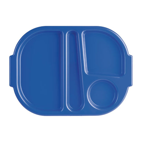 Olympia Kristallon Large Polypropylene Compartment Food Trays Blue 374mm