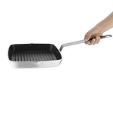 Vogue Aluminium Square Non-Stick Teflon Ribbed Skillet Pan 24cm