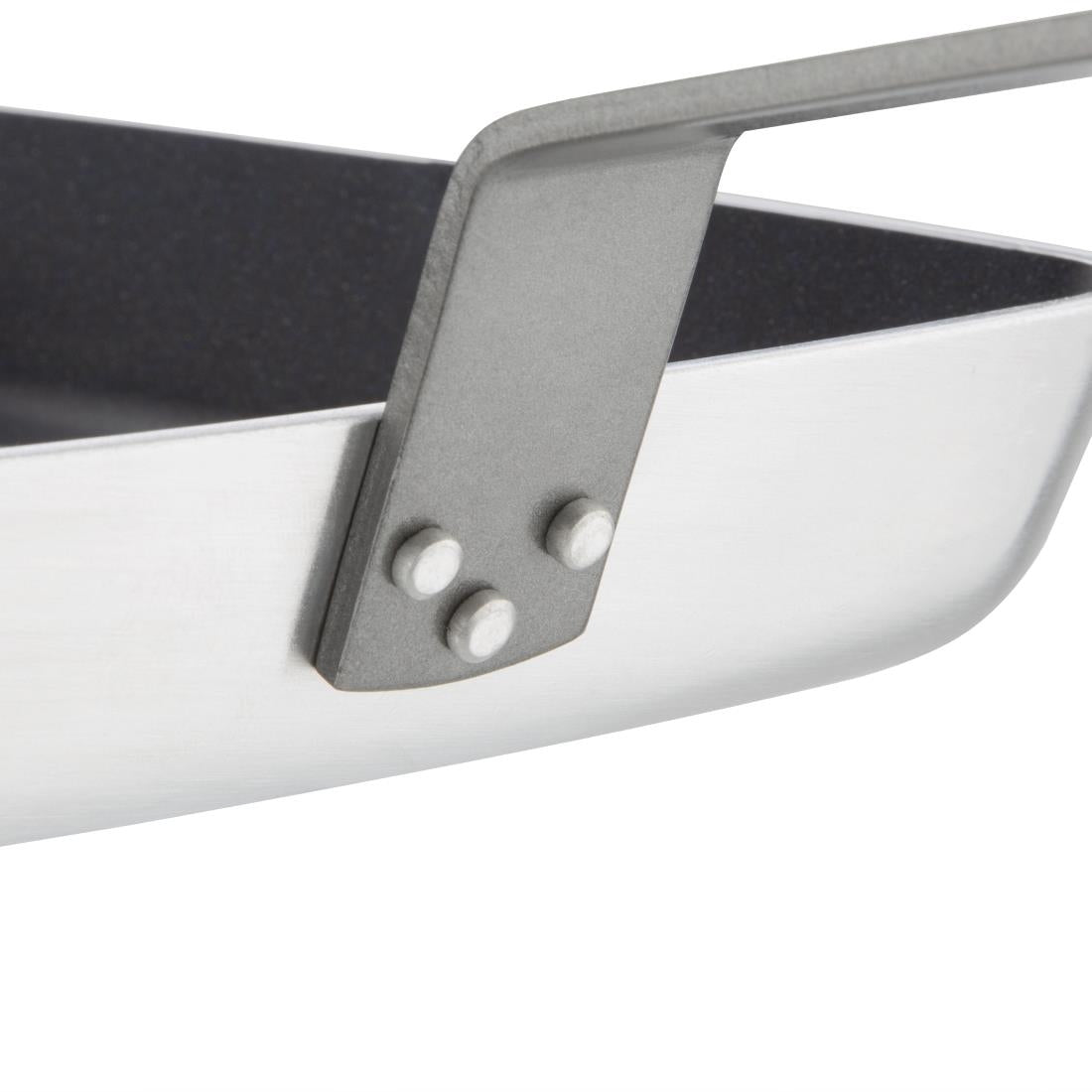Vogue Aluminium Square Non-Stick Teflon Ribbed Skillet Pan 24cm