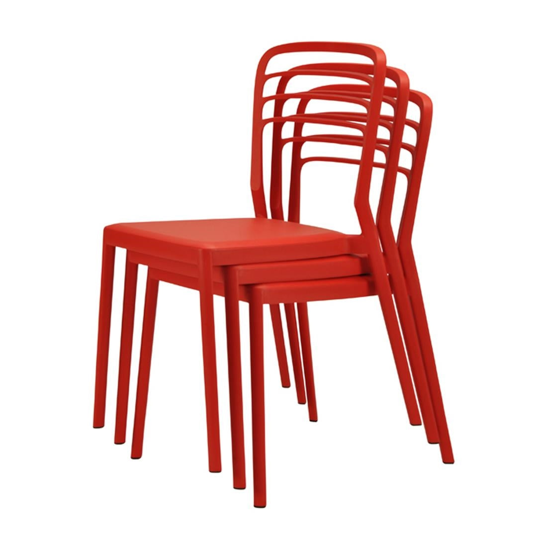 Newquay Ocean Plastic Outdoor Chair in Red (4 Pack)