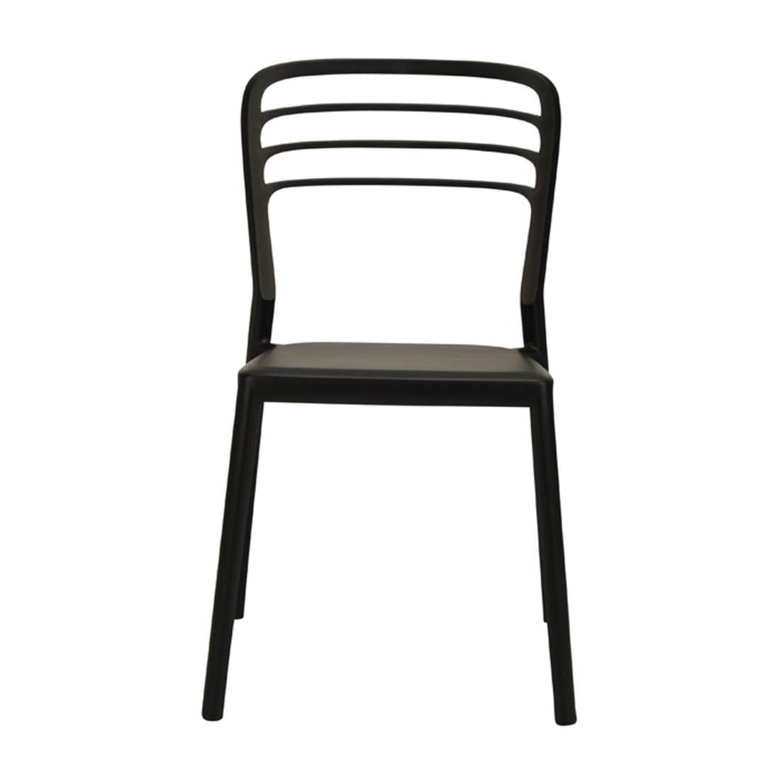 Newquay Ocean Plastic Outdoor Chair in Black (4 Pack)