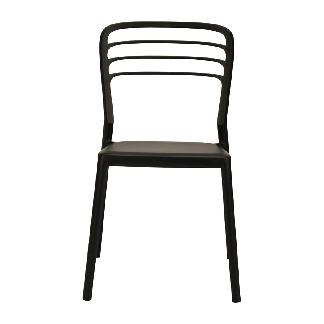 Newquay Ocean Plastic Outdoor Chair in Black (4 Pack)