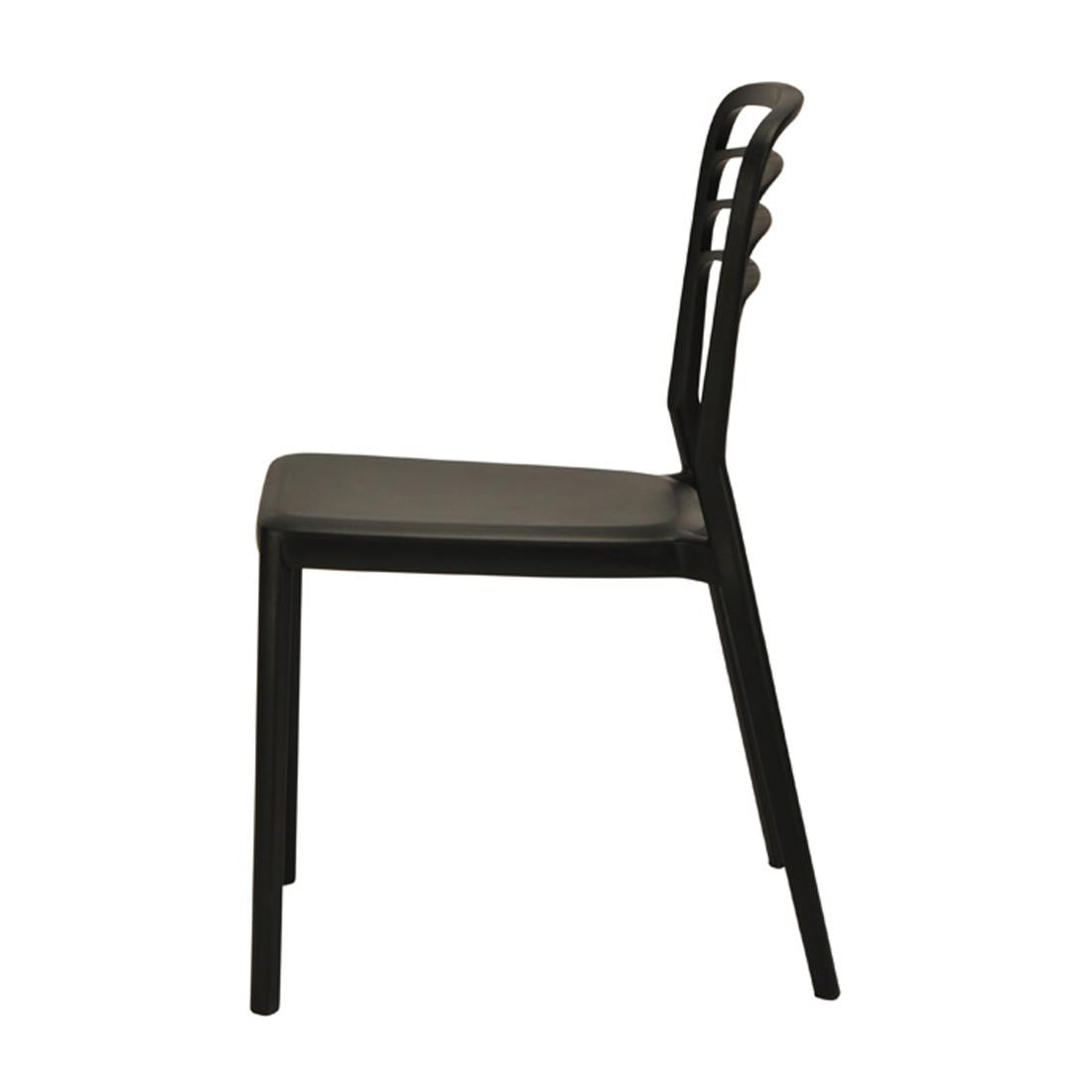 Newquay Ocean Plastic Outdoor Chair in Black (4 Pack)