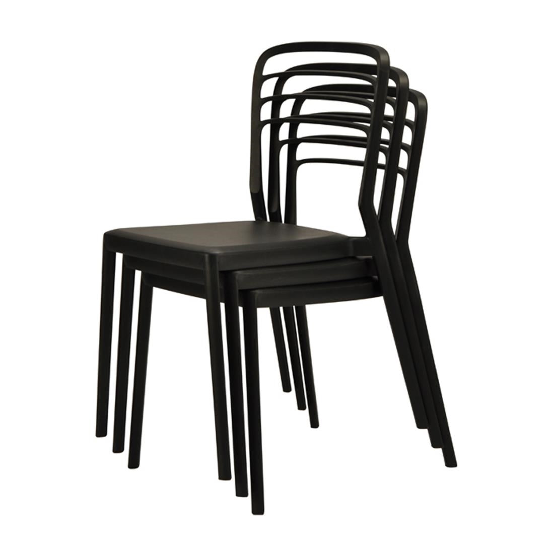 Newquay Ocean Plastic Outdoor Chair in Black (4 Pack)