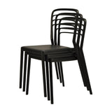 Newquay Ocean Plastic Outdoor Chair in Black (4 Pack)