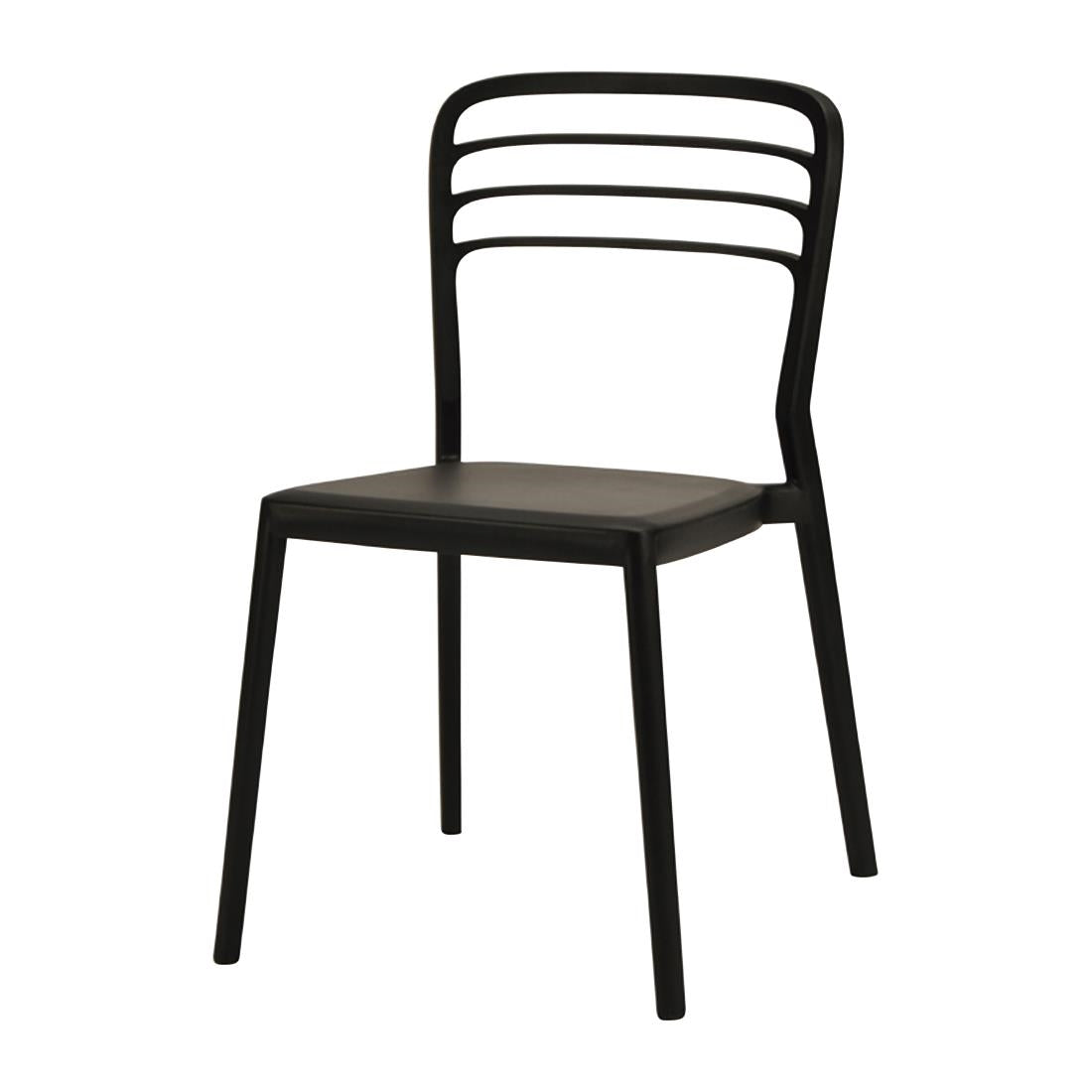 Newquay Ocean Plastic Outdoor Chair in Black (4 Pack)