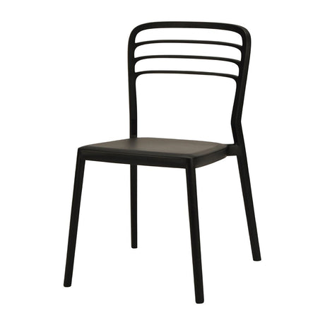 Newquay Ocean Plastic Outdoor Chair in Black (4 Pack)