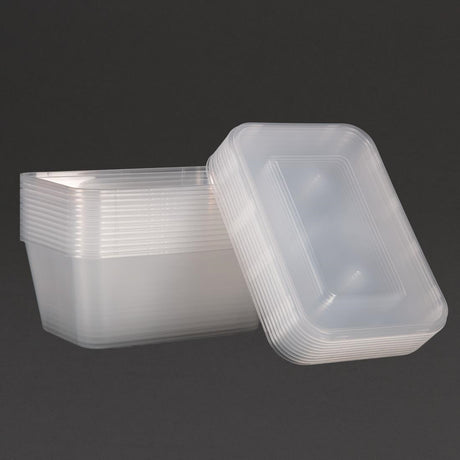 Fiesta Recyclable Plastic Microwavable Containers with Lid Large 1000ml (Pack of 250)