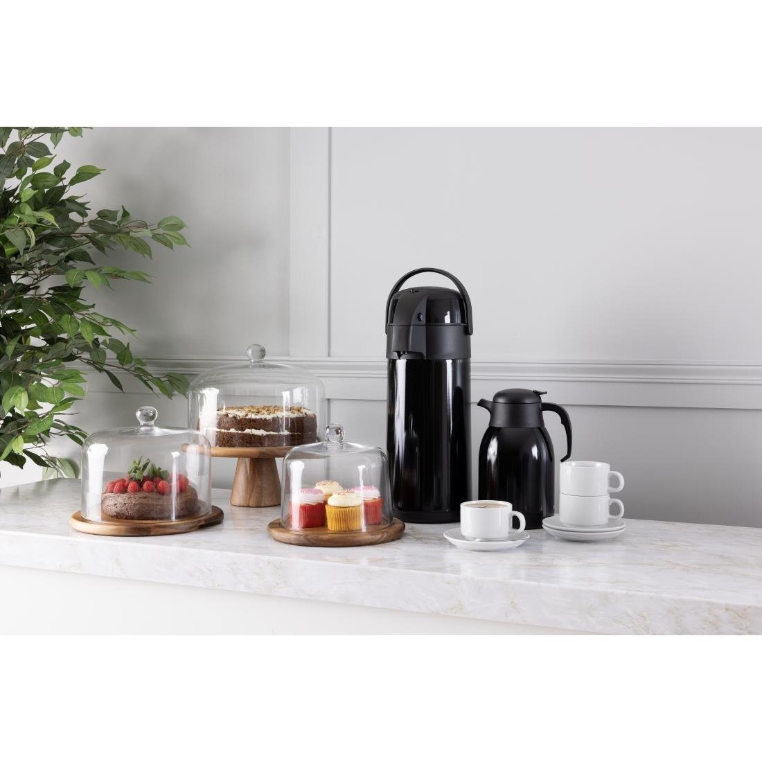 Olympia Pump Action Stainless Steel Double Wall Airpot Black