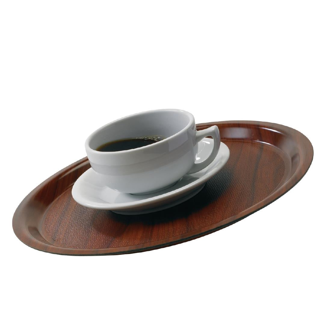 Cambro Mykonos Laminate Round Canteen Tray Walnut 380mm