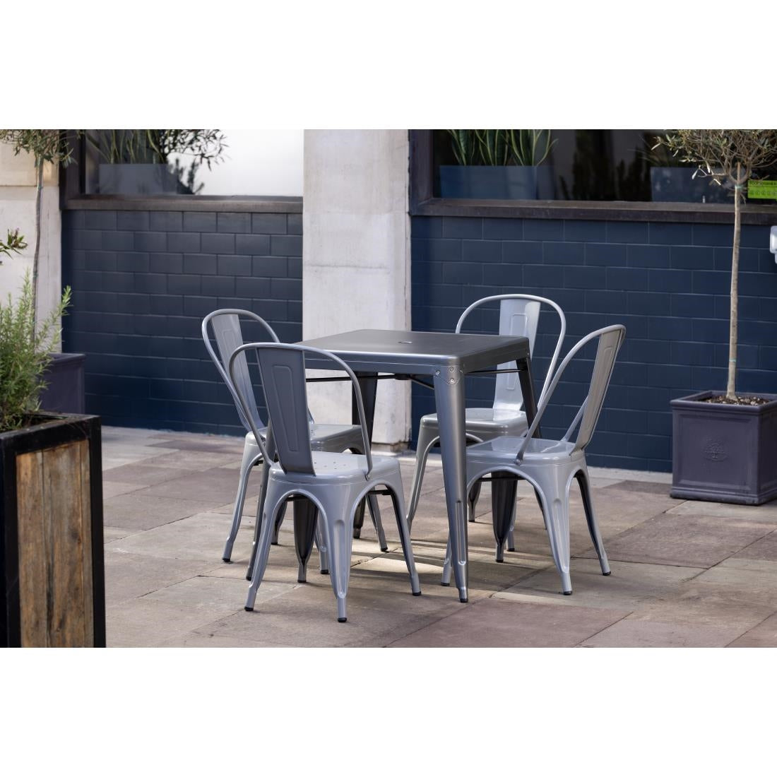 Bolero Bistro Steel Side Chairs Grey (4 Pack)