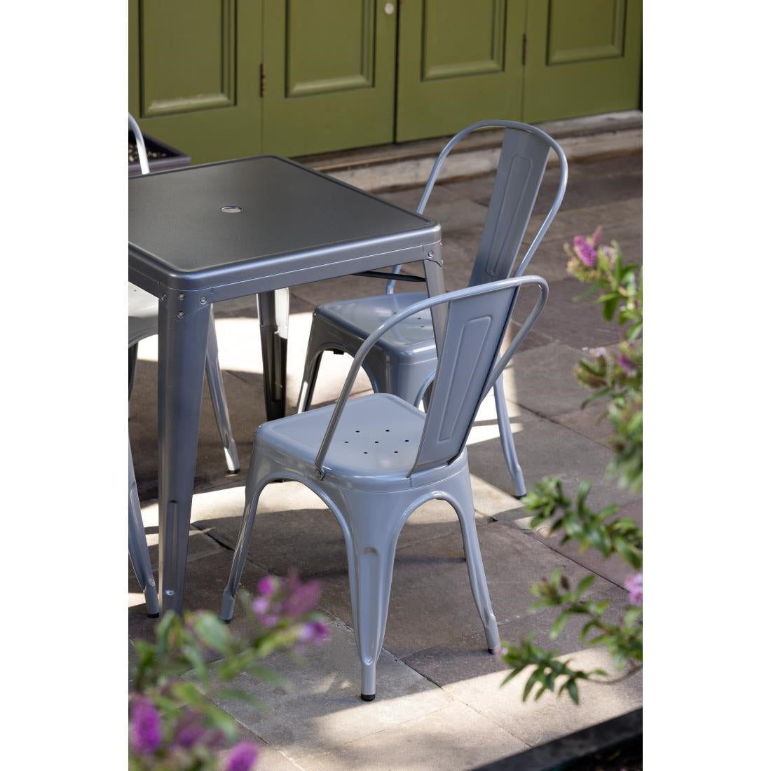 Bolero Bistro Steel Side Chairs Grey (4 Pack)