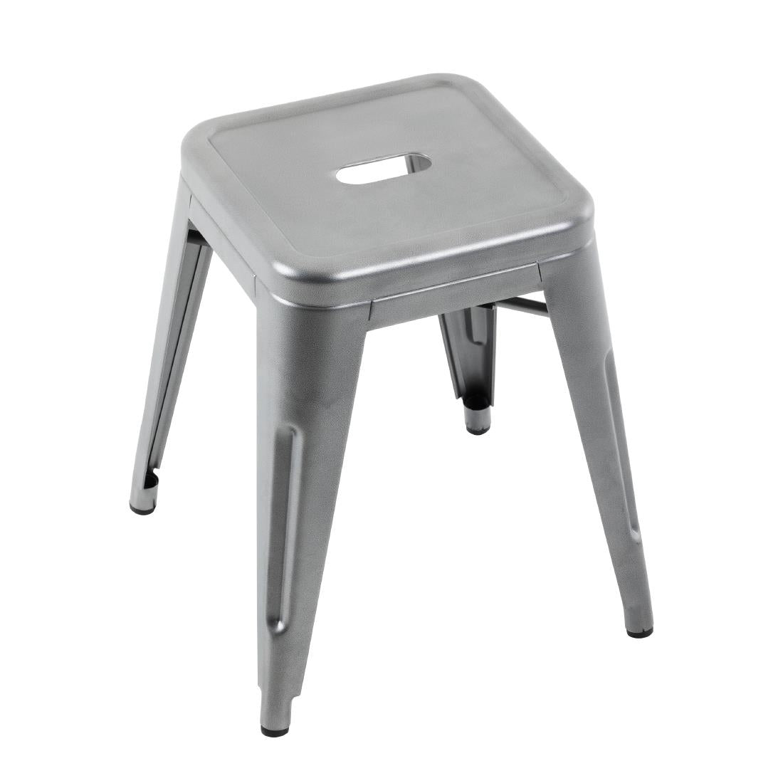 Bolero Bistro Steel Low Stools Gun Metal (4 Pack)