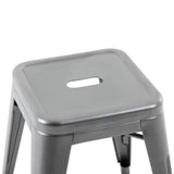 Bolero Bistro Steel Low Stools Gun Metal (4 Pack)