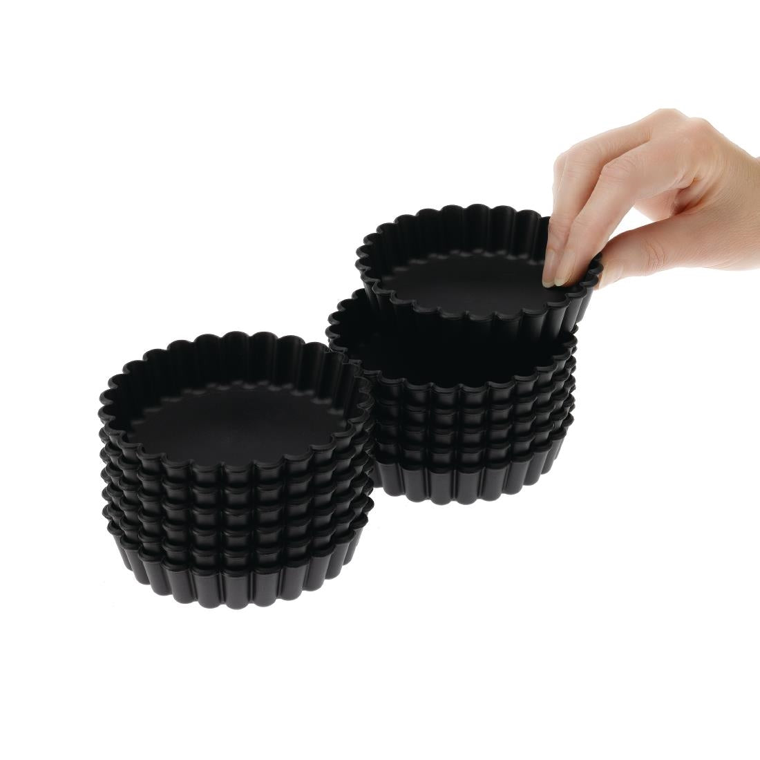 Matfer Bourgeat Exoglass Round Fluted Tartlet Mould 100mm (12 Pack)