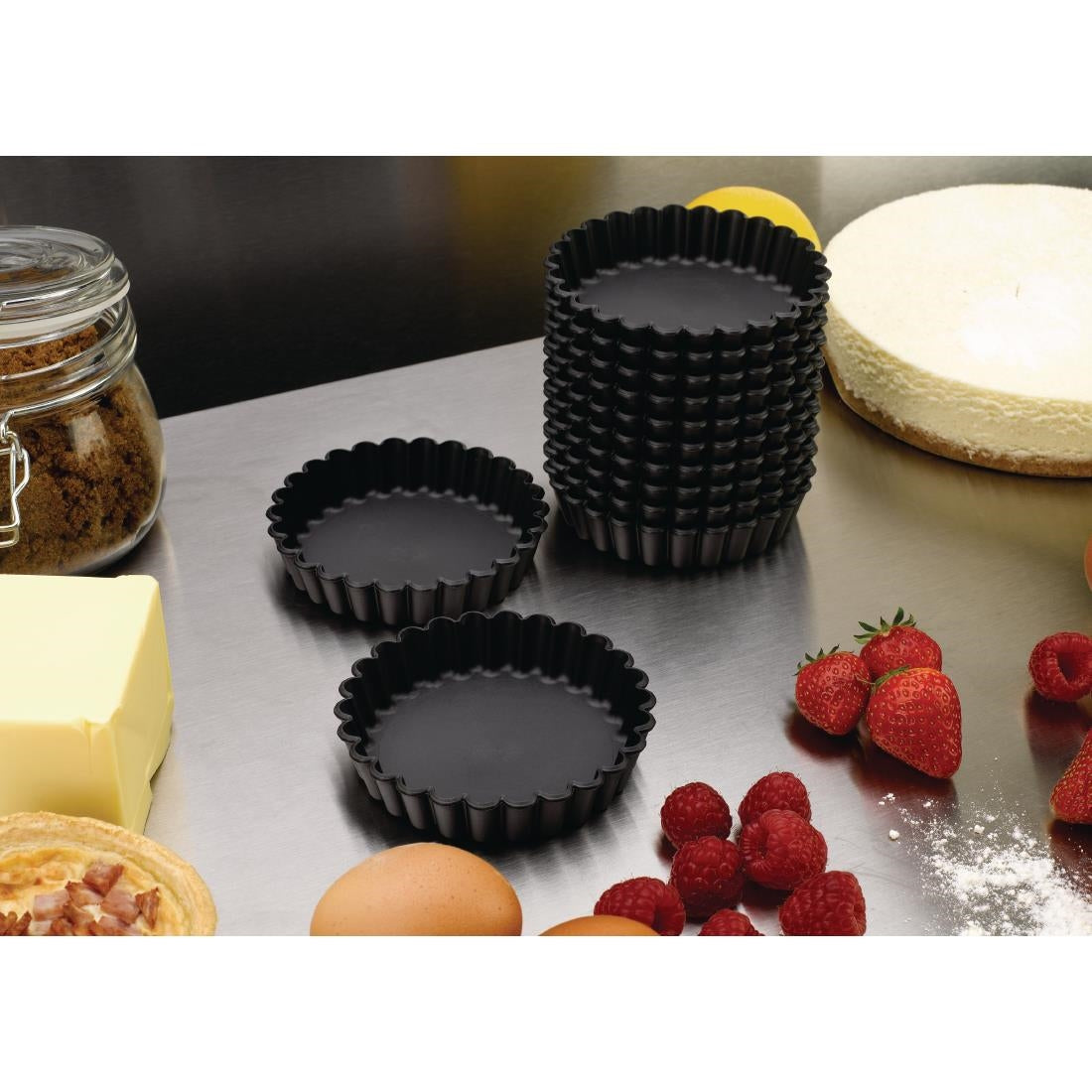 Matfer Bourgeat Exoglass Round Fluted Tartlet Mould 100mm (12 Pack)