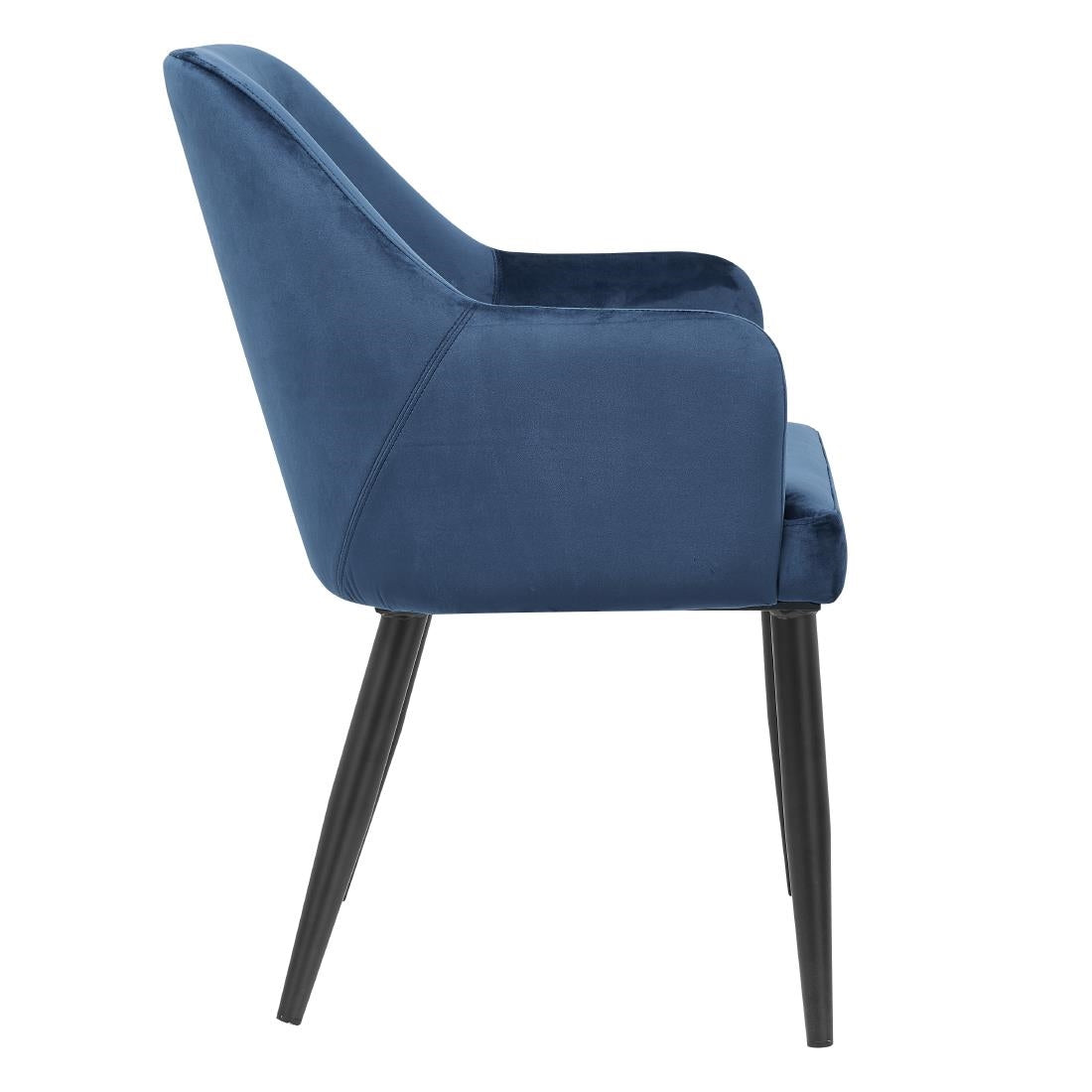 Bolero Lia Velvet Effect Chairs Dark Navy (2 Pack)