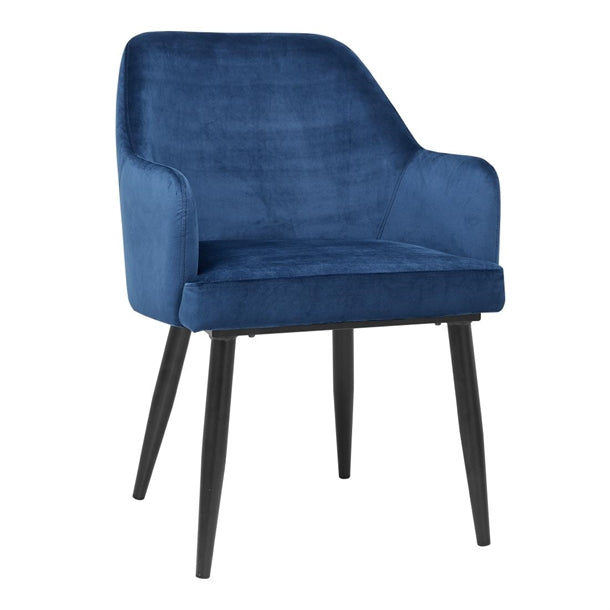 Bolero Lia Velvet Effect Chairs Dark Navy (2 Pack)