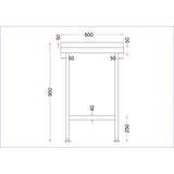 Vogue Stainless Steel Wall Table with Upstand 600mm