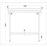 Vogue Stainless Steel Wall Table with Upstand 1200mm