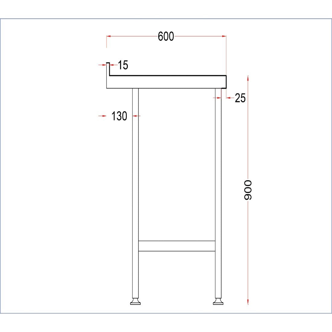 Vogue Stainless Steel Wall Table with Upstand 1800mm
