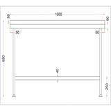 Vogue Stainless Steel Wall Table with Upstand 1500mm