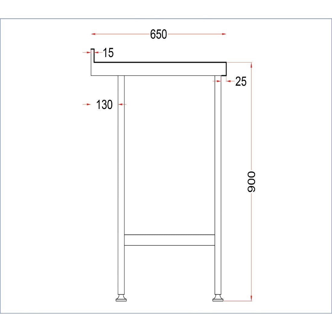 Vogue Stainless Wall Table with Upstand 1800mm