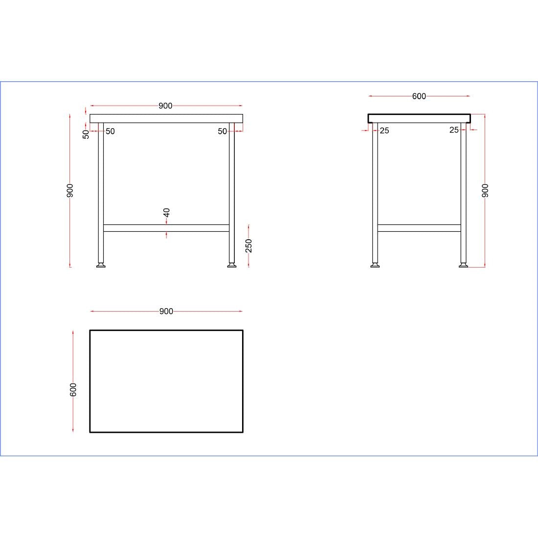 Vogue Stainless Steel Centre Table 900mm
