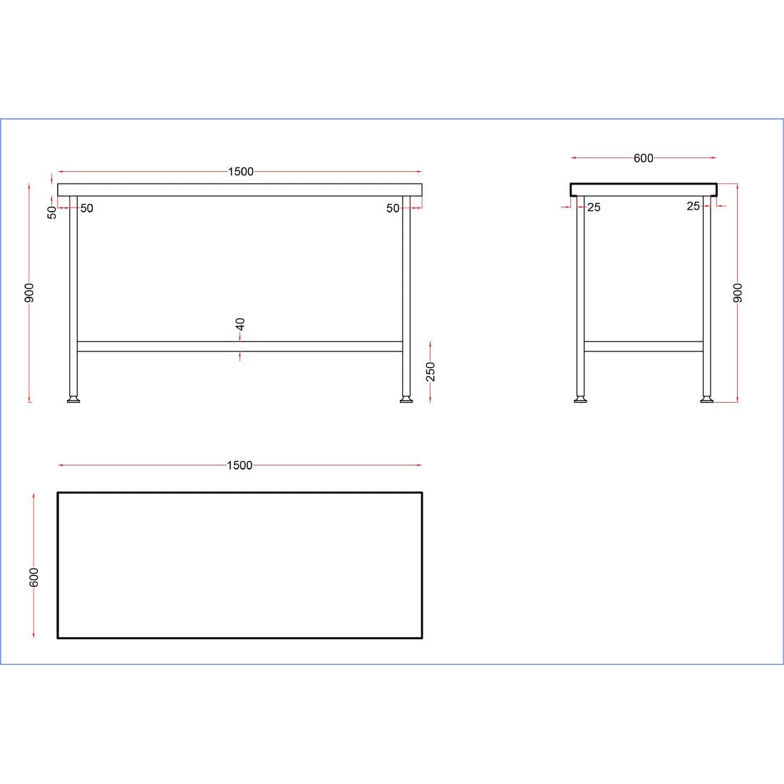 Vogue Stainless Steel Centre Table 1500mm