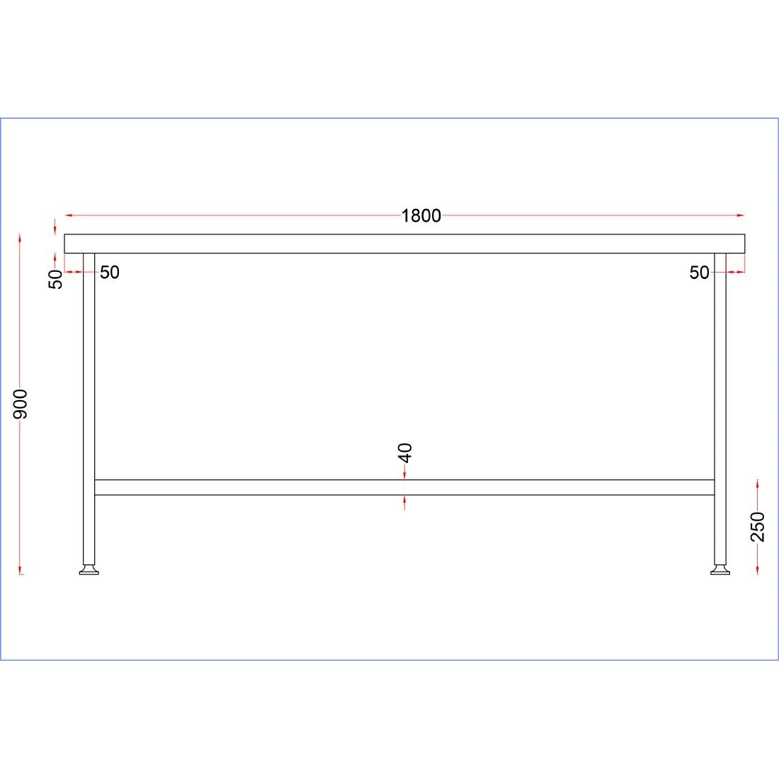 Vogue Stainless Steel Centre Table 1800mm