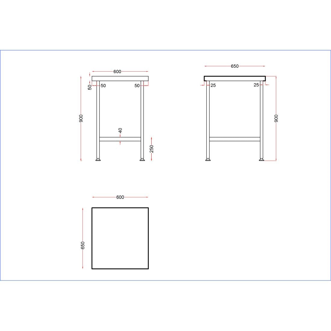 Vogue Stainless Steel Centre Table 600mm