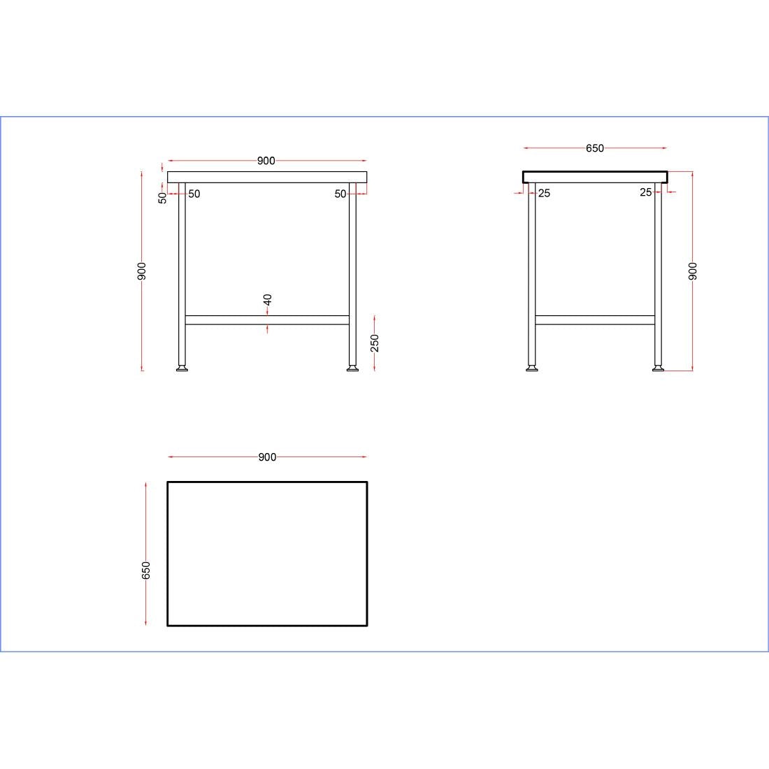 Vogue Stainless Steel Centre Table 900mm