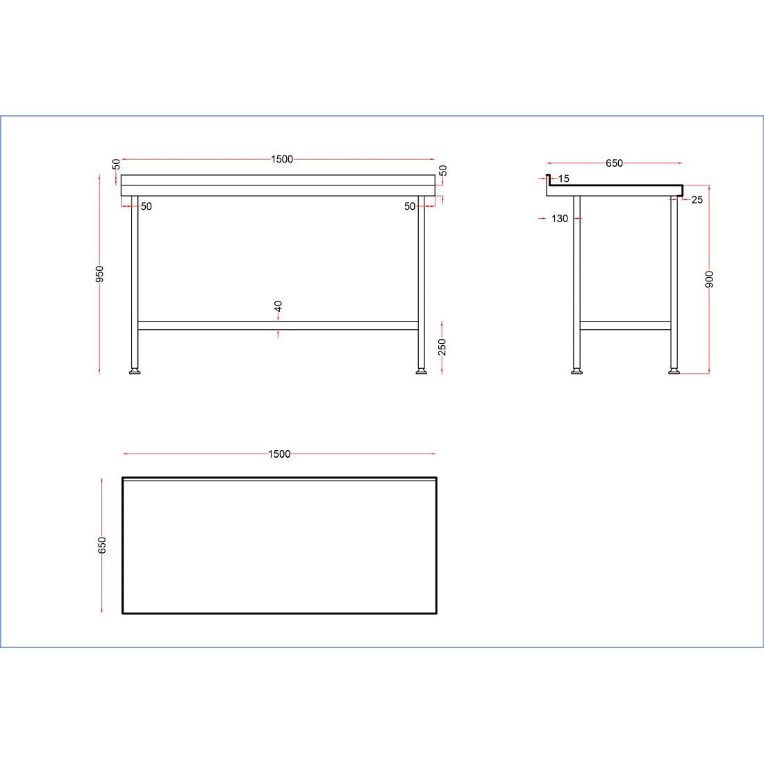 Vogue Stainless Steel Centre Table 1500mm