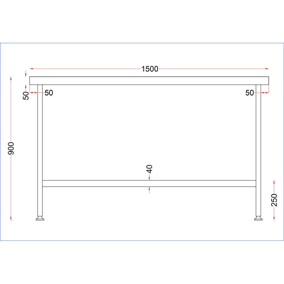 Vogue Stainless Steel Centre Table 1500mm