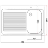Vogue Fully Assembled Stainless Steel Sink Left Hand Drainer 1200mm