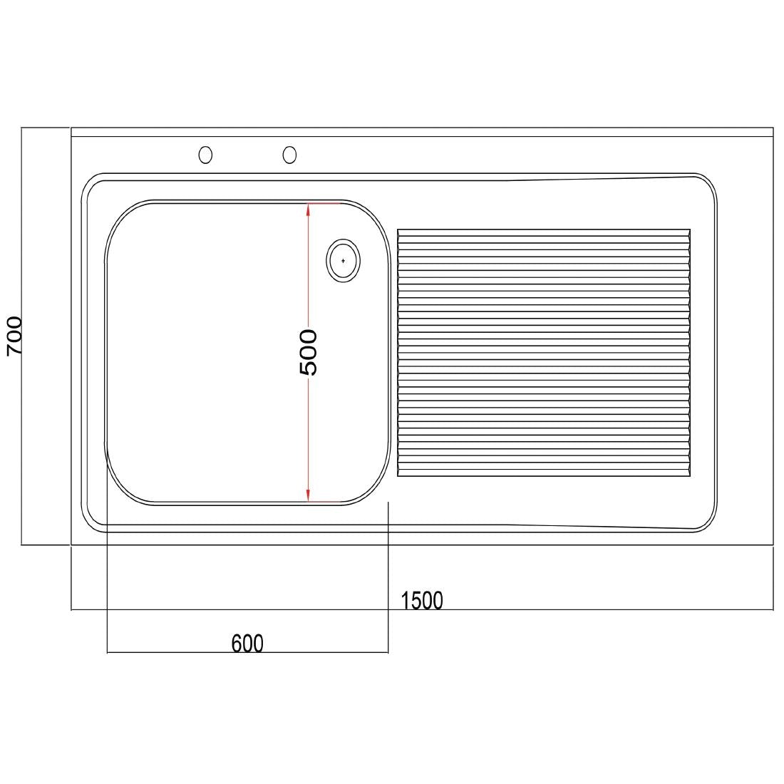 Vogue Fully Assembled Stainless Steel Sink Right Hand Drainer 1500mm