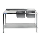 Vogue Fully Assembled Stainless Steel Sink Left Hand Drainer 1500mm