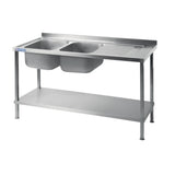 Vogue Fully Assembled Stainless Steel Sink Right Hand Drainer 1500mm
