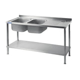 Vogue Fully Assembled Stainless Steel Sink Right Hand Drainer 1800mm