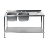 Vogue Fully Assembled Stainless Steel Sink Right Hand Drainer 1800mm