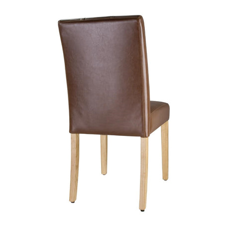 Bolero Chiswick Button Dining Chairs Tan Leather (2 Pack)