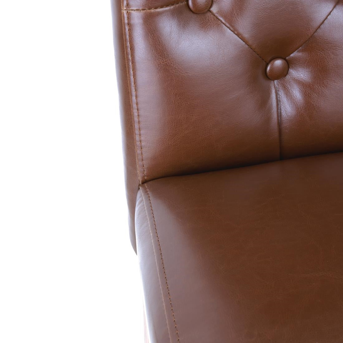 Bolero Chiswick Button Dining Chairs Tan Leather (2 pack)