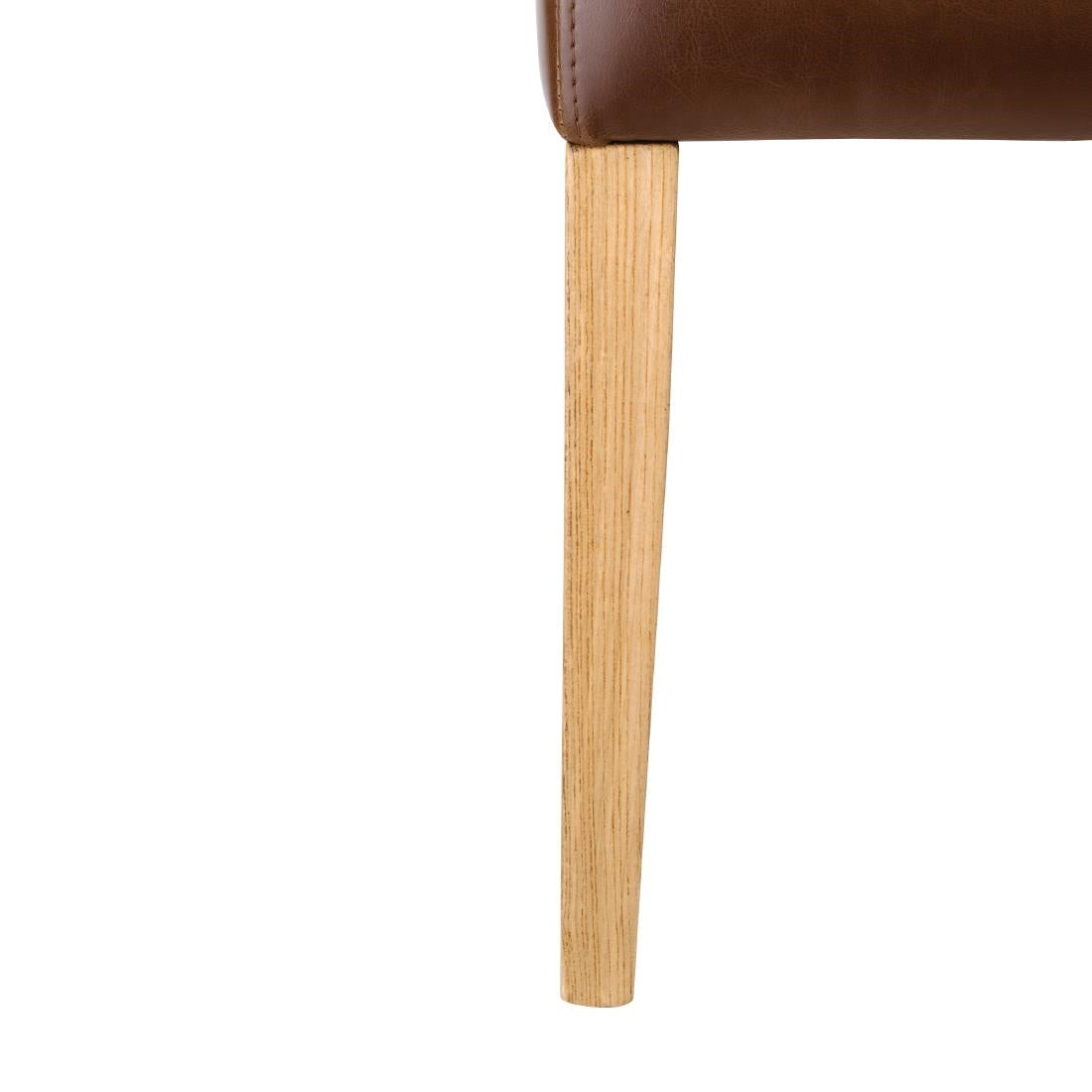 Bolero Chiswick Button Dining Chairs Tan Leather (2 pack)