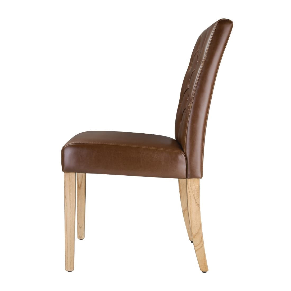 Bolero Chiswick Button Dining Chairs Tan Leather (2 pack)