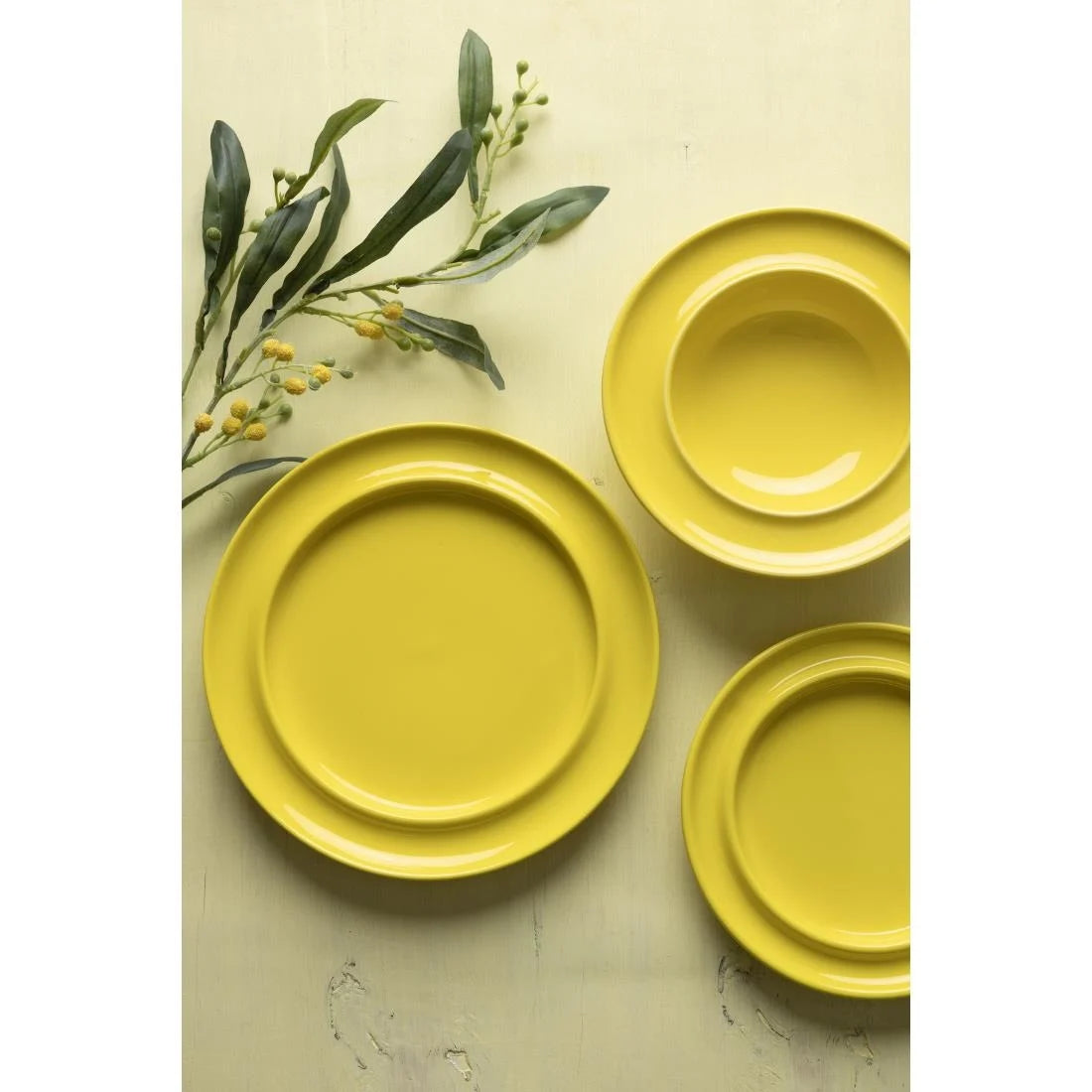 Olympia Heritage Raised Rim Plates Yellow 253mm (4 Pack)