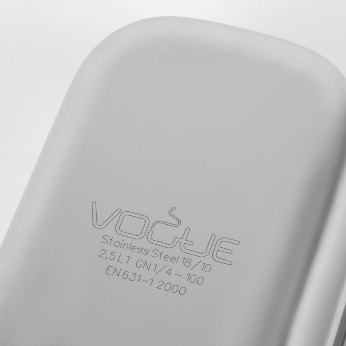 Vogue Heavy Duty Stainless Steel 1/4 Gastronorm Tray 100mm